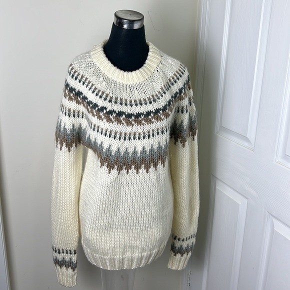 Vintage Korea Knit Fair Isle Nordic Sweater Size Medium - Picture 11 of 11